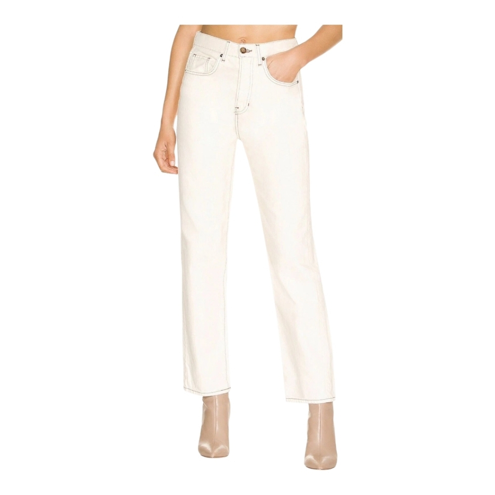 Veronica Beard Jeans Blake Classic Straight Size 26 in Ecru 100% Cotton